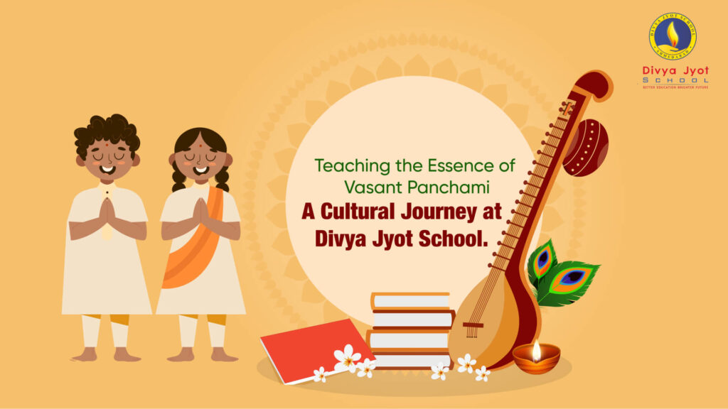 Teaching the Essence of Vasant Panchami: A Cultural Journey at Divya Jyot School.